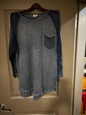 Danskin Navy Crew Neck Top with Contrast Trim